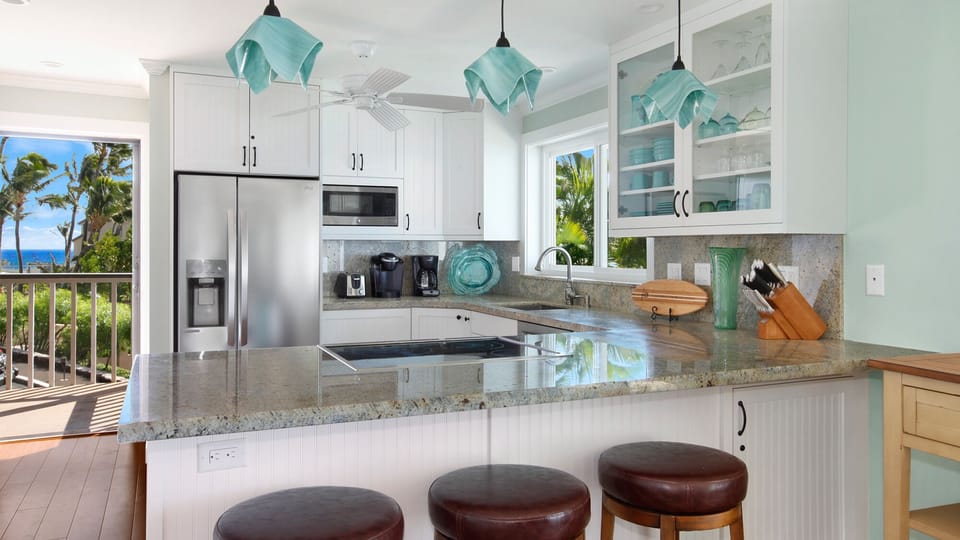 Poipu Palms #201 - Ocean View Kitchen - Parrish Kauai