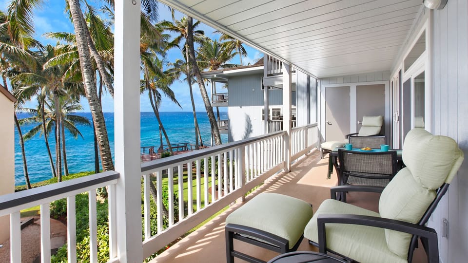 Poipu Palms #201 - Oceanfront Dining & Lounging Lanai - Parrish Kauai
