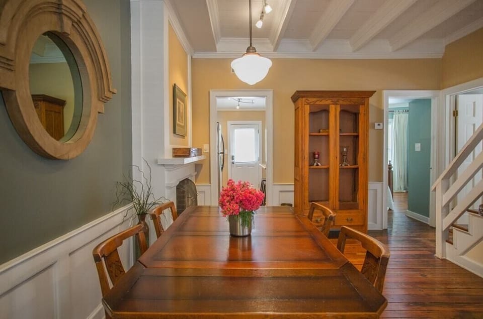 Sleek and bright dining area.