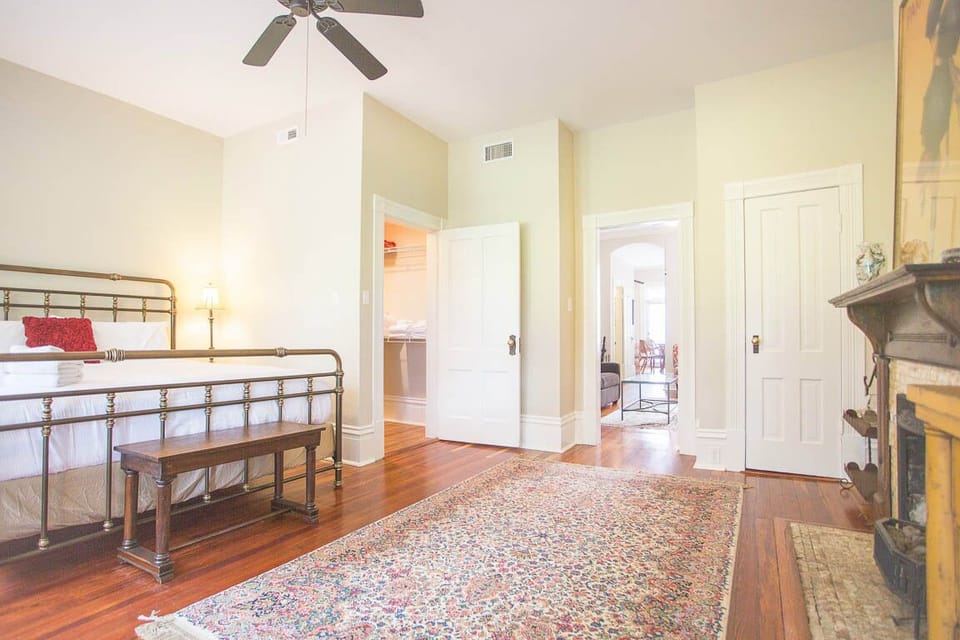 View of the bedroom leading into the living room.