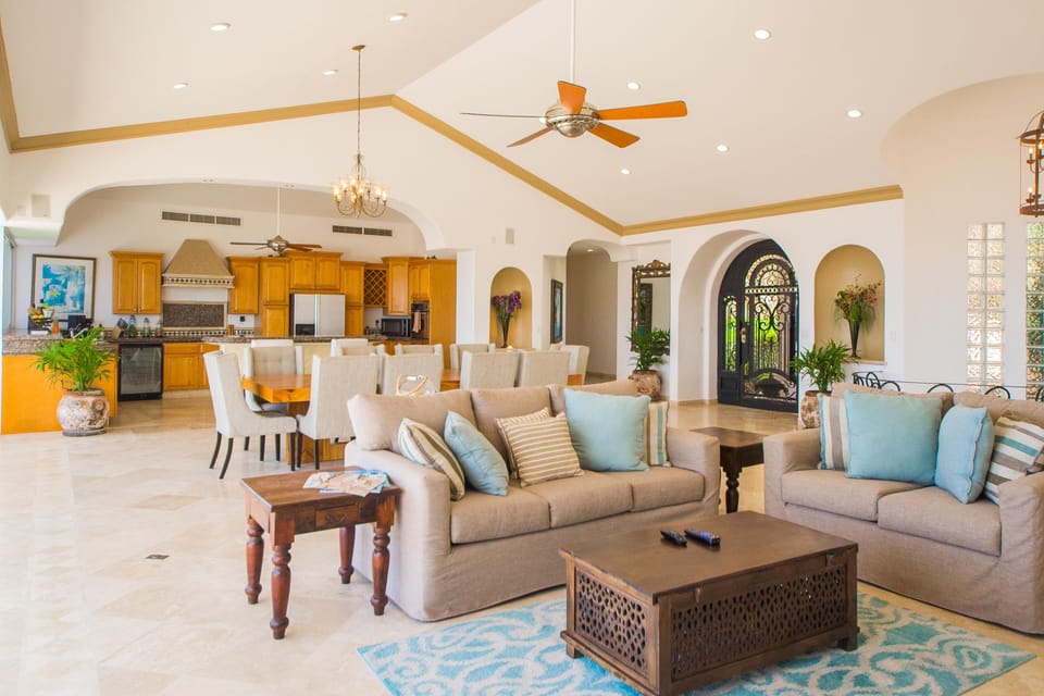 Living room with high ceilings