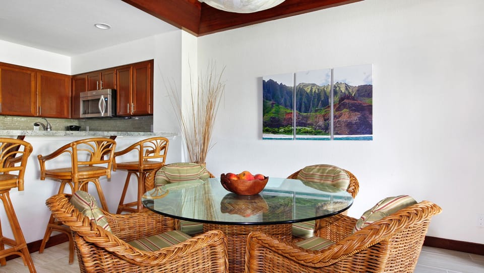 Poipu Kapili Resort #49 - Dining Room & Kitchen - Parrish Kauai