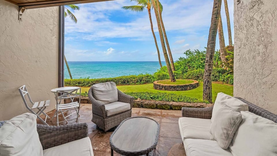Poipu Makai #A1 - Oceanfront Covered Seating Lanai - Parrish Kauai
