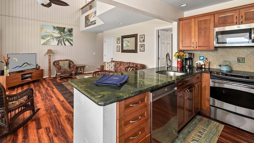 Pali Ke Kua #231 - Kitchen & Living Room - Parrish Kauai