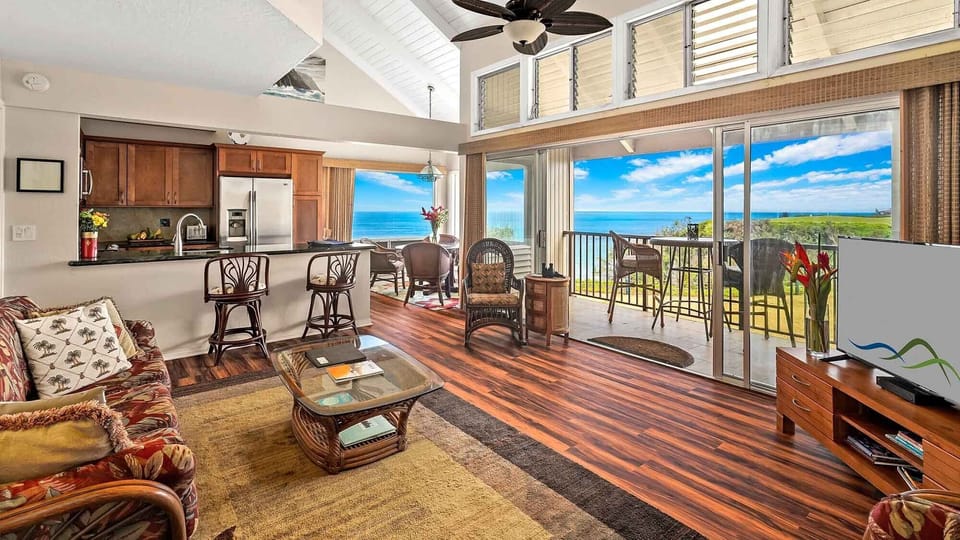 Pali Ke Kua #231 - Ocean View Living Great Room - Parrish Kauai
