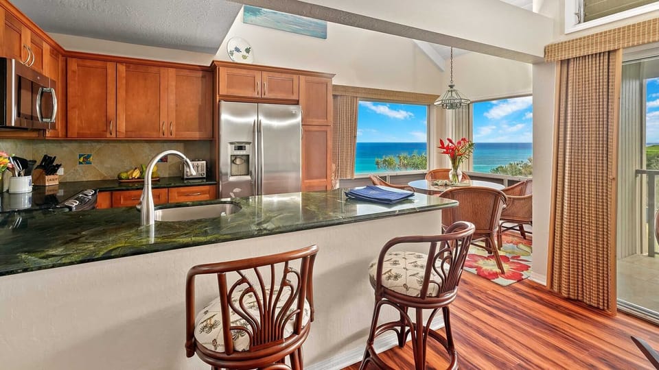 Pali Ke Kua #231 - Ocean View Kitchen & Dining Room - Parrish Kauai