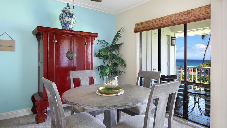 Poipu Sands at Poipu Kai Resort #428 - Ocean View Dining Room & Lanai - Parrish Kauai
