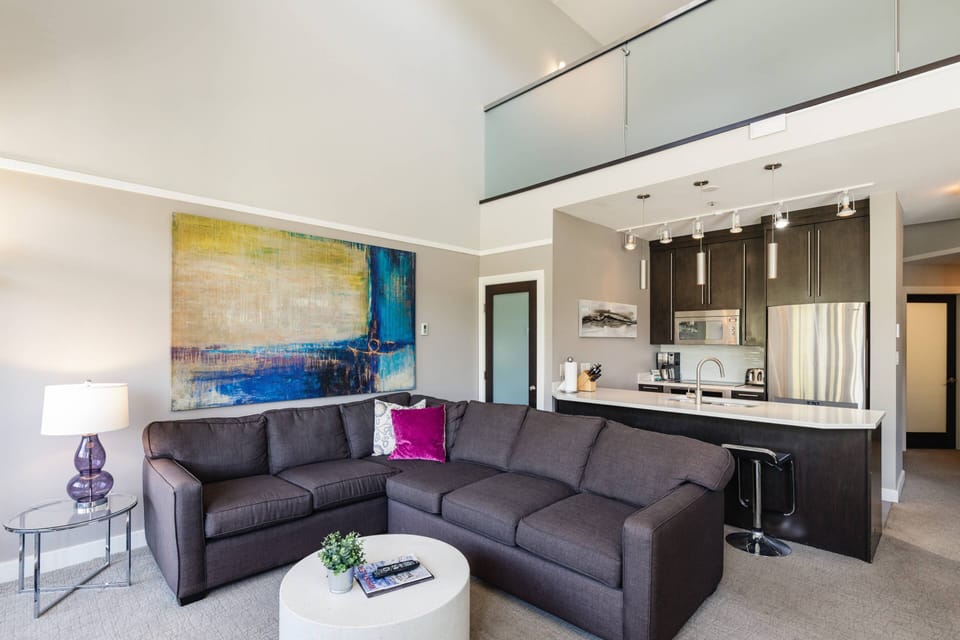 Main level showing upper loft ( where 3rd sleeping area is)