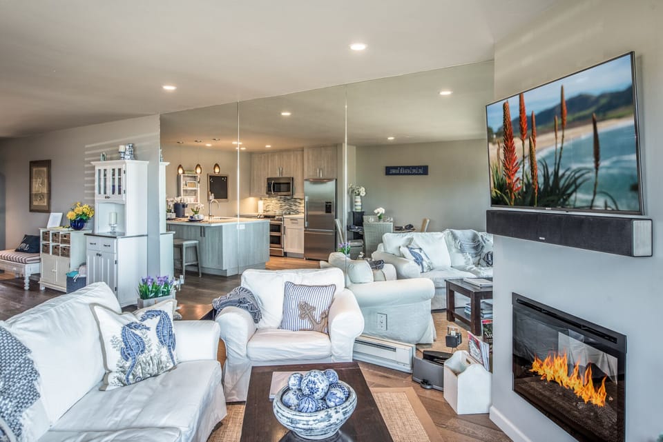46-inch HDTV over Decorative Fireplace