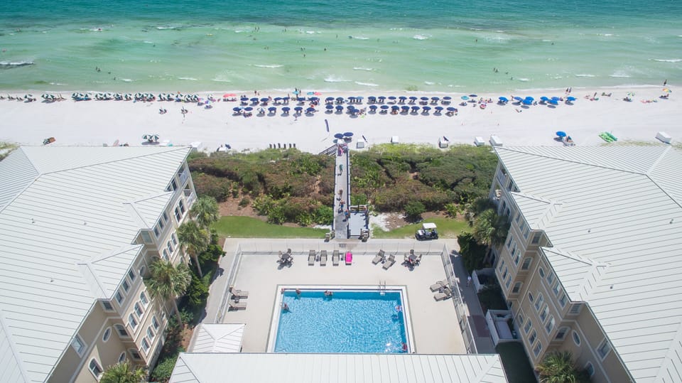 Gulf front pool and beach entrance