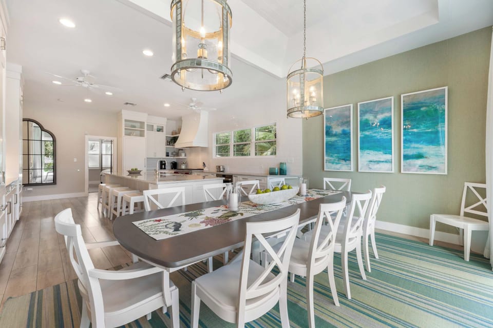 Dining table with seating for 10.