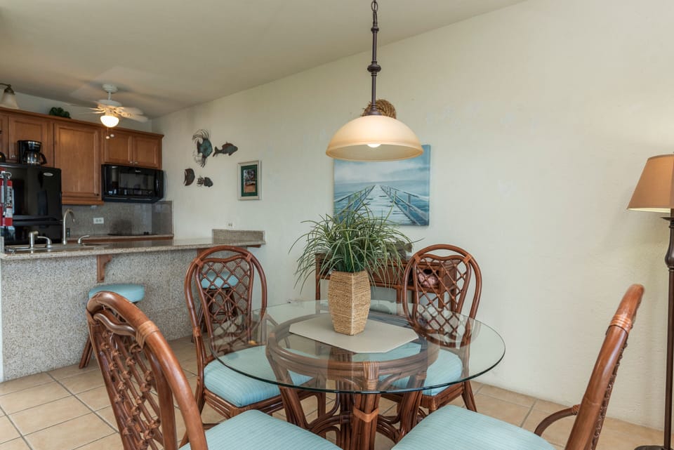 Dining area opens to living area.