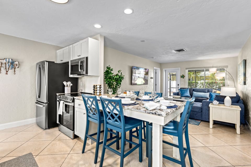 Open and airy, the space flows naturally from meals to movie nights and everything in between.