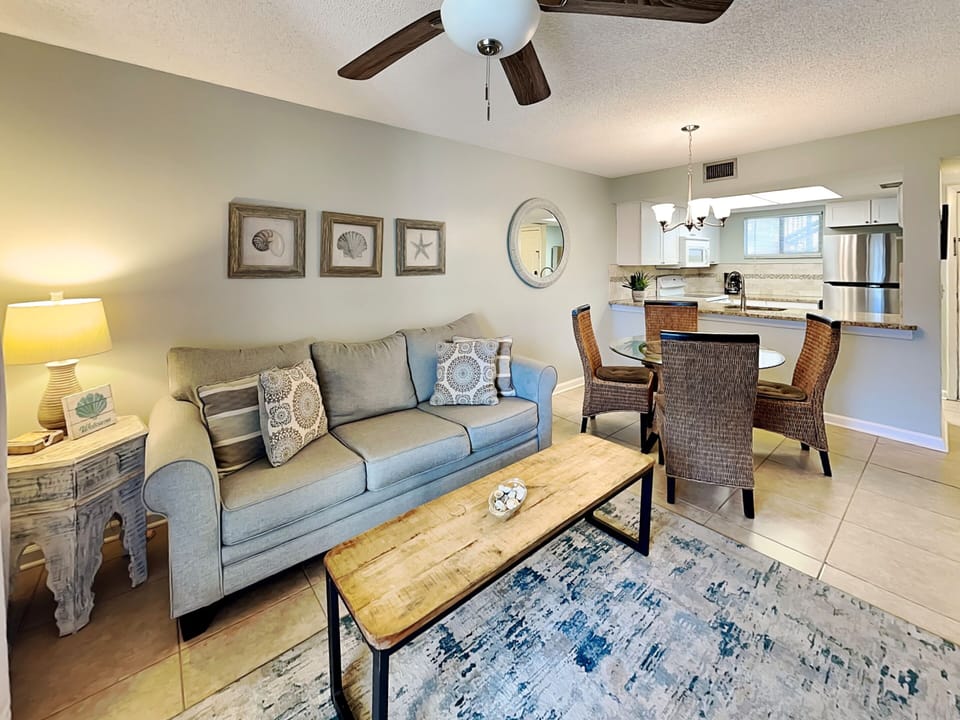 Living Room - Patio Access, Sleeper Sofa + TV