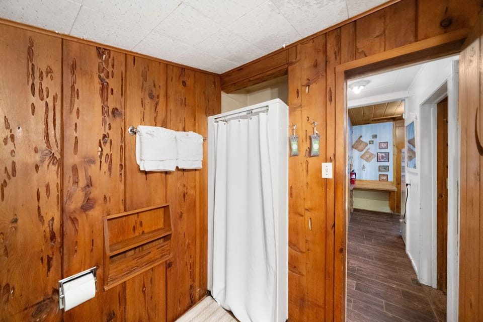 Bathroom with a walk-in shower. - Bathroom with a walk-in shower.