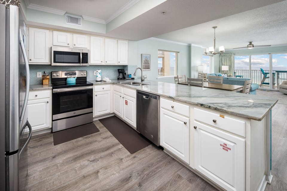 Kitchen - The full kitchen includes a dishwasher and small kitchen electrics such as a coffeemaker, blender and toaster.