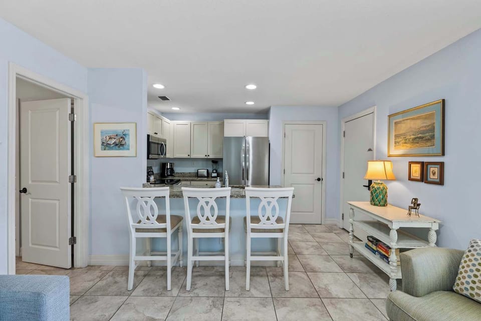 Kitchen area with seating