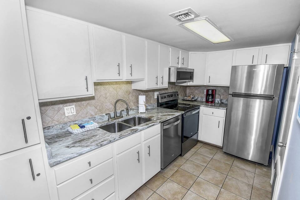 The kitchen is fully stocked withall the essentials you need to cook delicious meals on the nights you want to stay in!