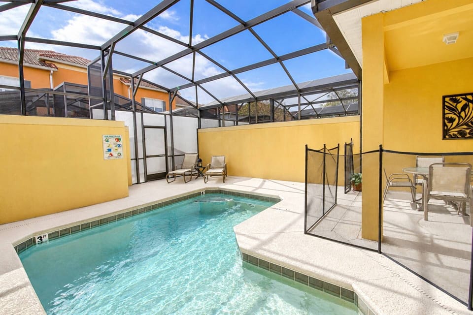 Fully enclosed private pool with safety fence