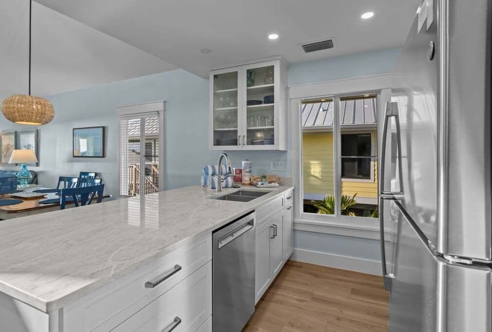 Kitchen with stainless steel appliances