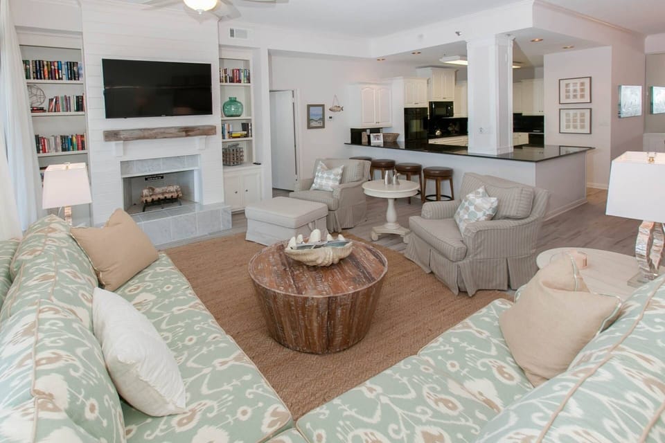 Living room with 55-inch flat screen TV