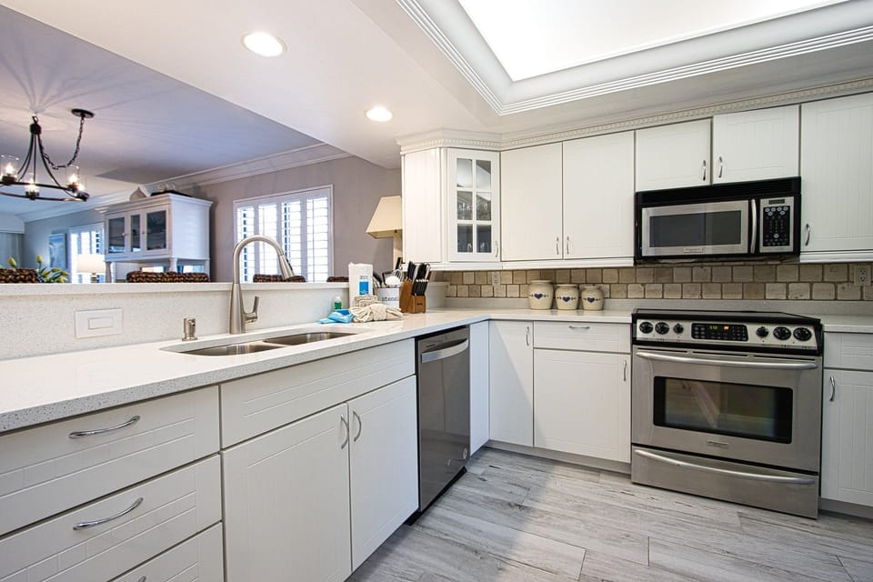 Kitchen with stainless steel appliances