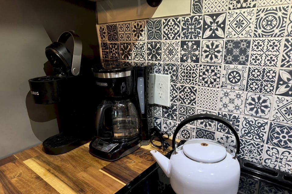 Tea or coffee? No worries, we have you covered. Keurig, tea pot, and standard 12 cup coffee maker is available.