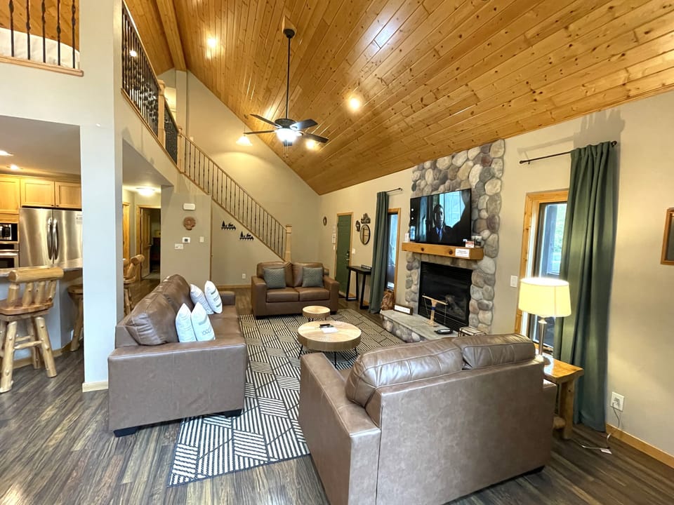 Living Room with Cozy Seating, TV & Fireplace