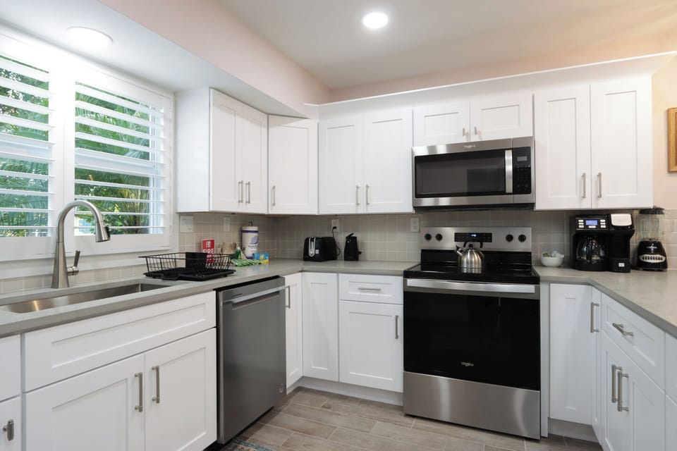 Kitchen with stainless steel appliances