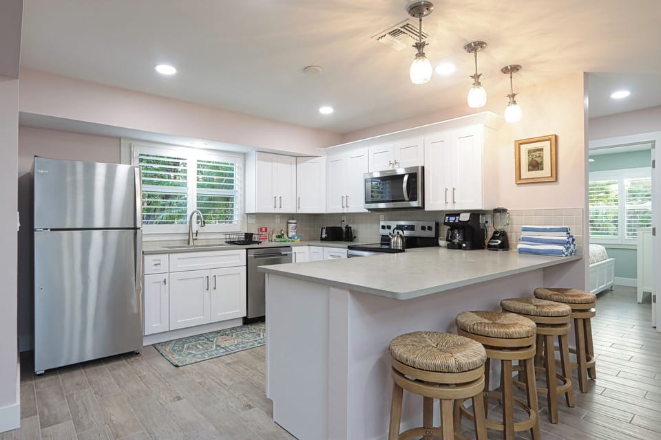 Kitchen with stainless steel appliances
