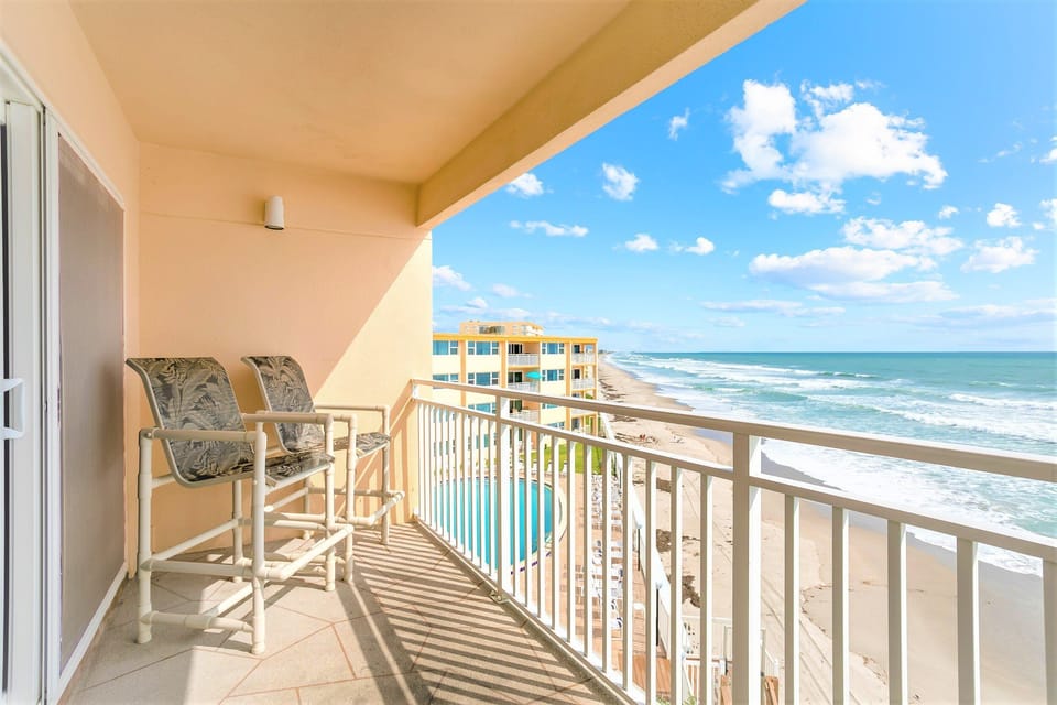 Ocean views facing north and east from the balcony off of the living room