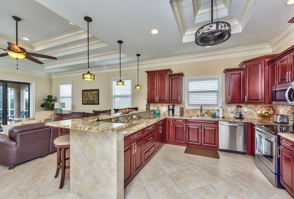 Fully Stocked Kitchen with All New Appliances; Dining and Bar Stool Seating!