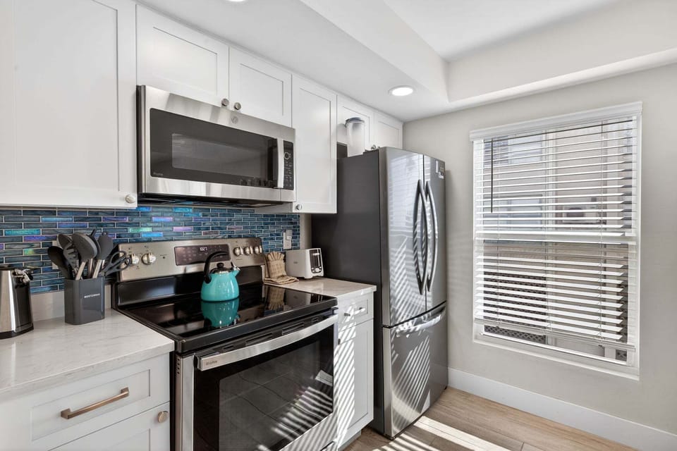 Kitchen with stainless steel appliances