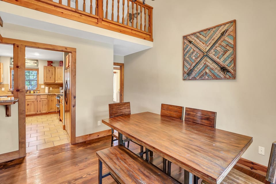 Formal dining area with seating for six