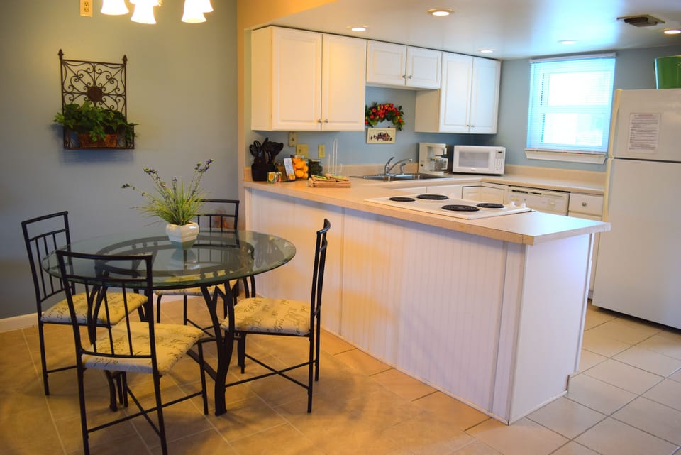 Dining and kitchen.