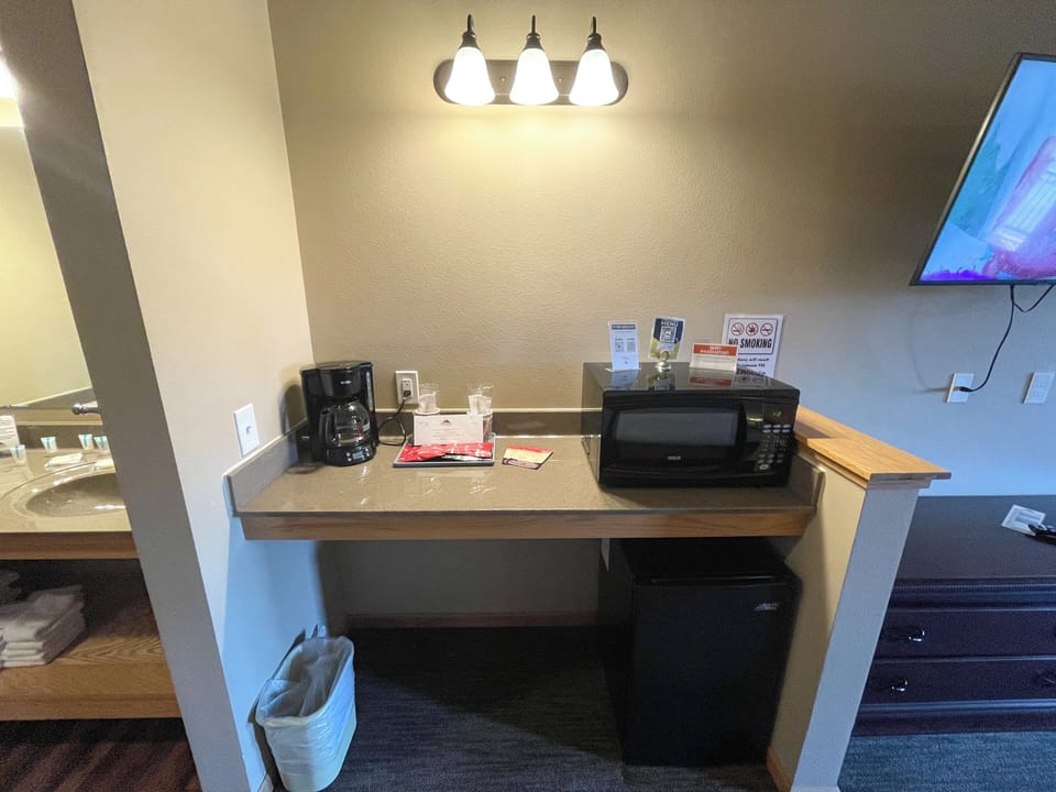 Mini Fridge, Microwave & Coffee Maker