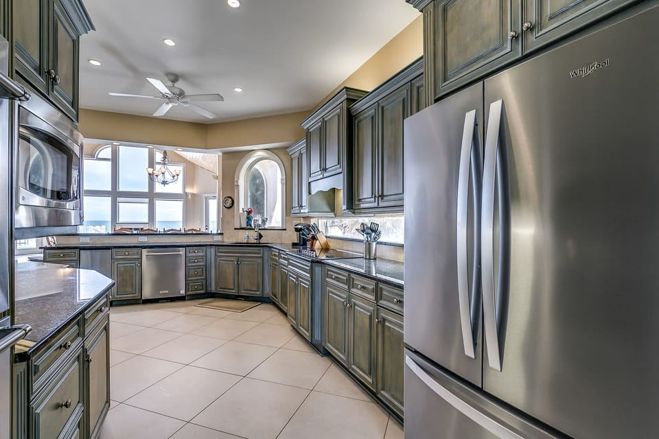 Stainless steel appliances in the kitchen