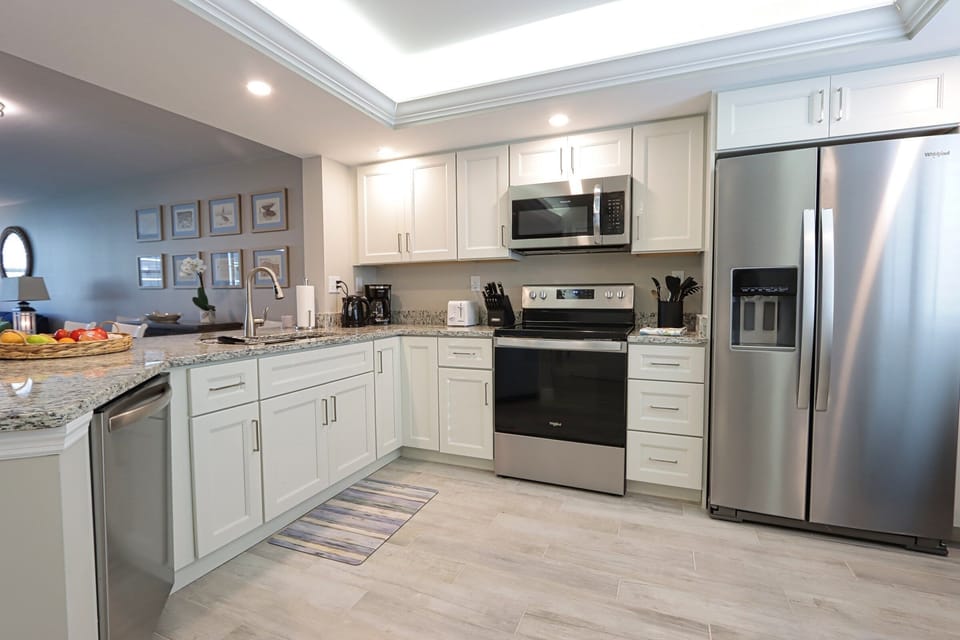 Kitchen with stainless steel appliances