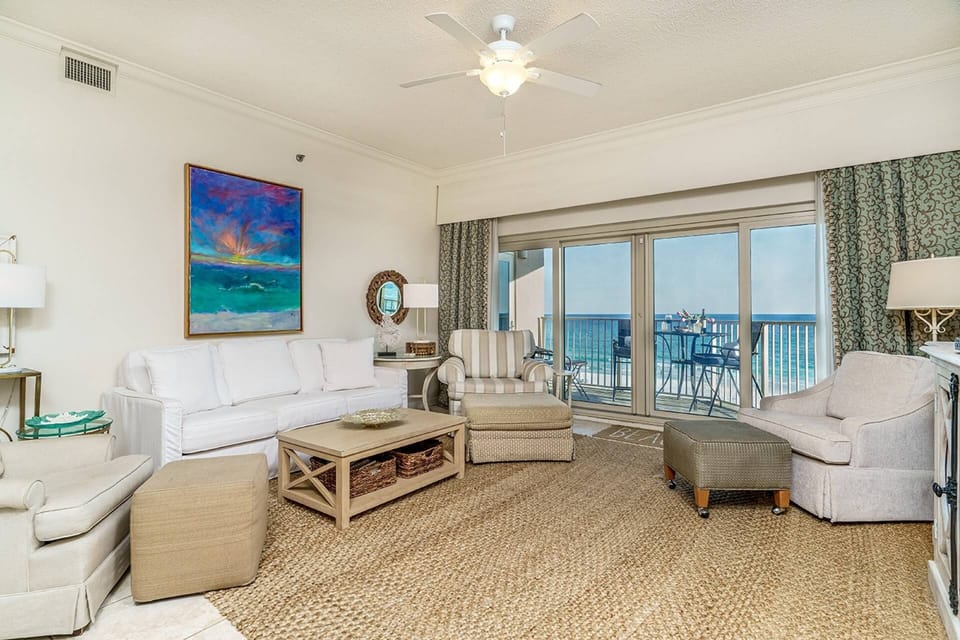 Open Floor Plan to Enjoy the Turquoise Waters from the Kitchen, Dining & Living Room