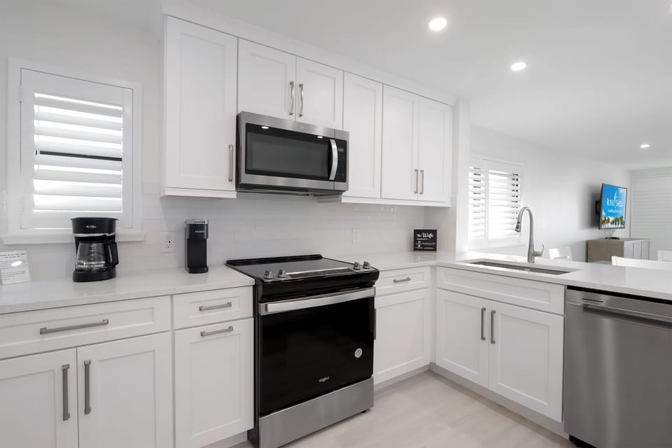 Kitchen with stainless steel appliances