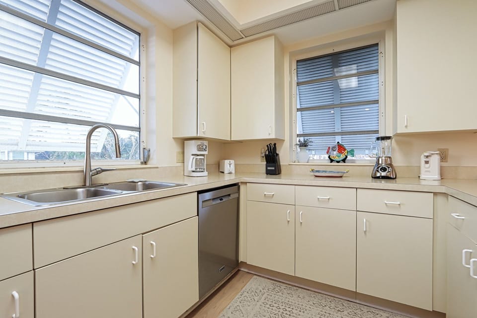 Kitchen with stainless steel appliances