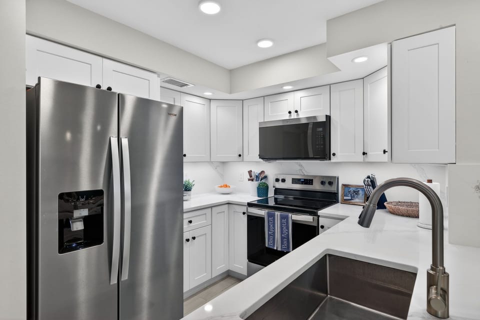 Kitchen with stainless steel appliances