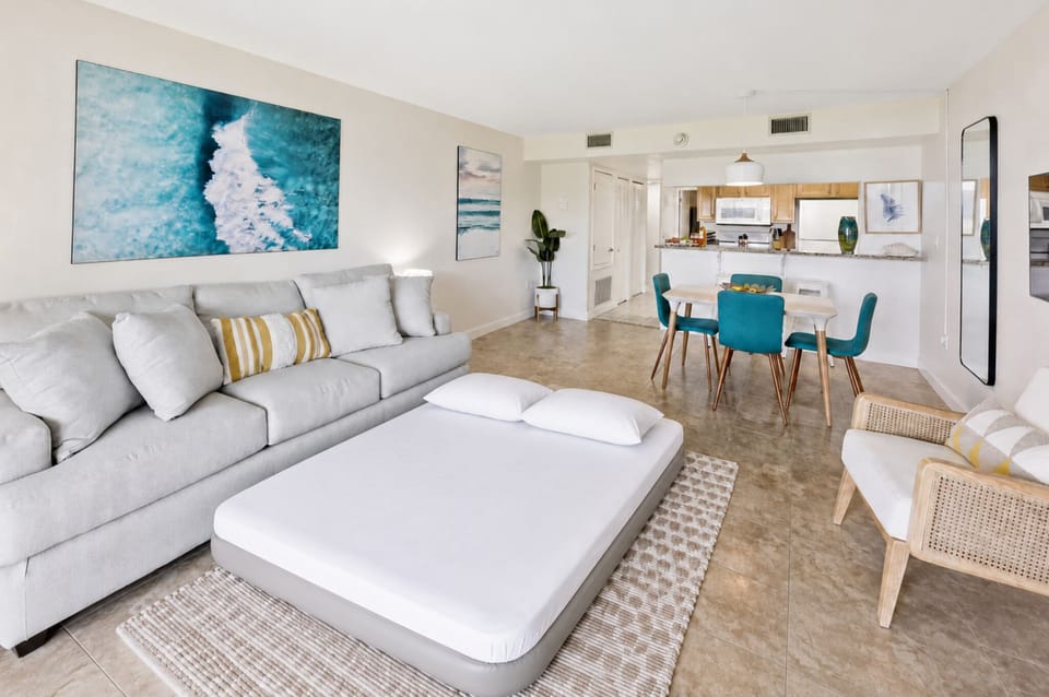 Queen air mattress for additional living room sleeping