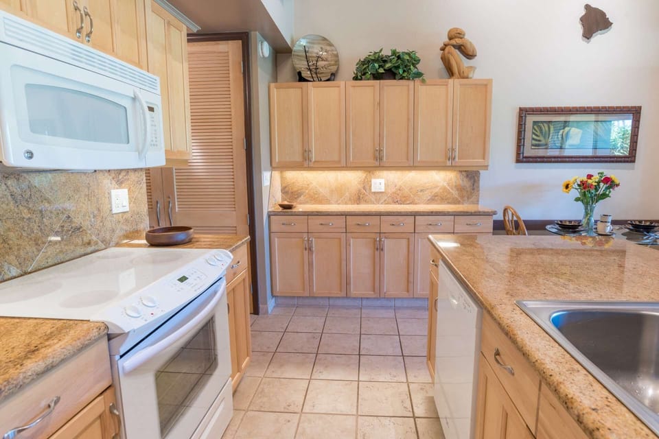Extra storage and counter space on the far wall.