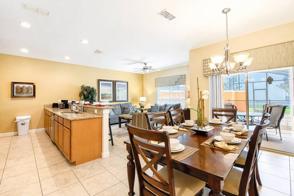 Open Floor Plan - Kitchen, Dining Area & Living Areas w/Pool Area View