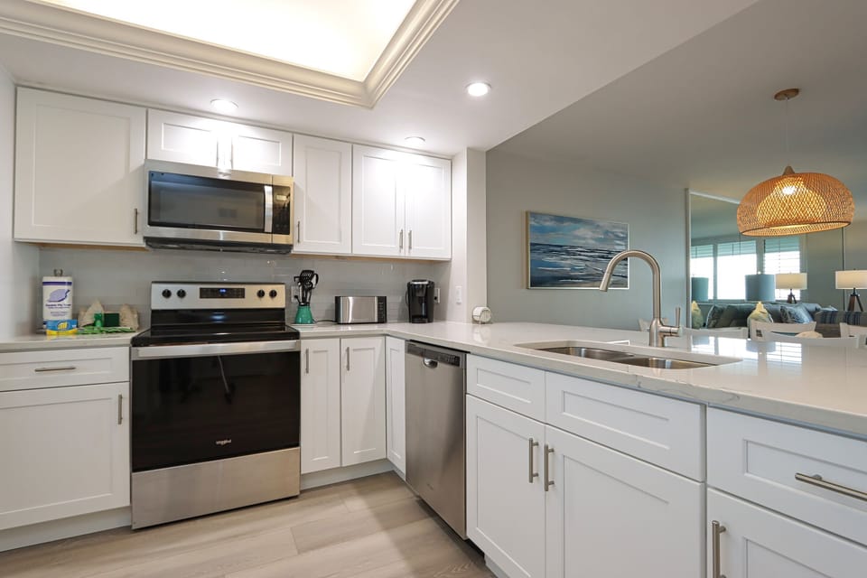 Kitchen with stainless steel appliances