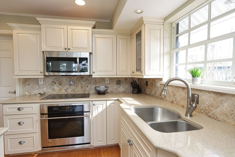 Kitchen with stainless steel appliances