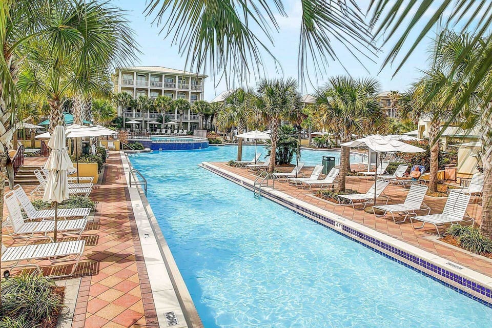 Large resort style pool steps from the condos private 1st floor patio!