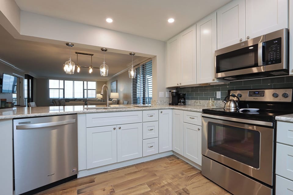 Kitchen with stainless steel appliances