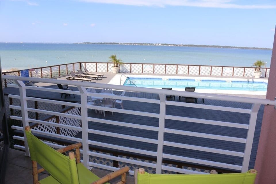 Great view of pool and the bay